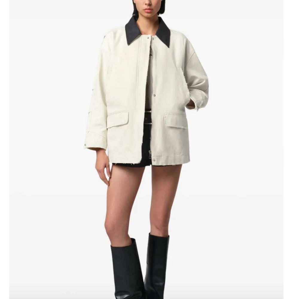 Orig$280 Project Wave Barn Jacket Leather Collar The Row Miu Unisex Korea White